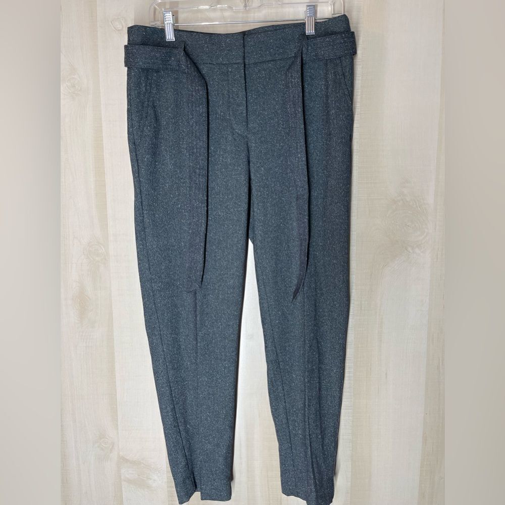 Loft Marisa gray black pants tie fabric belt, size 6‎
